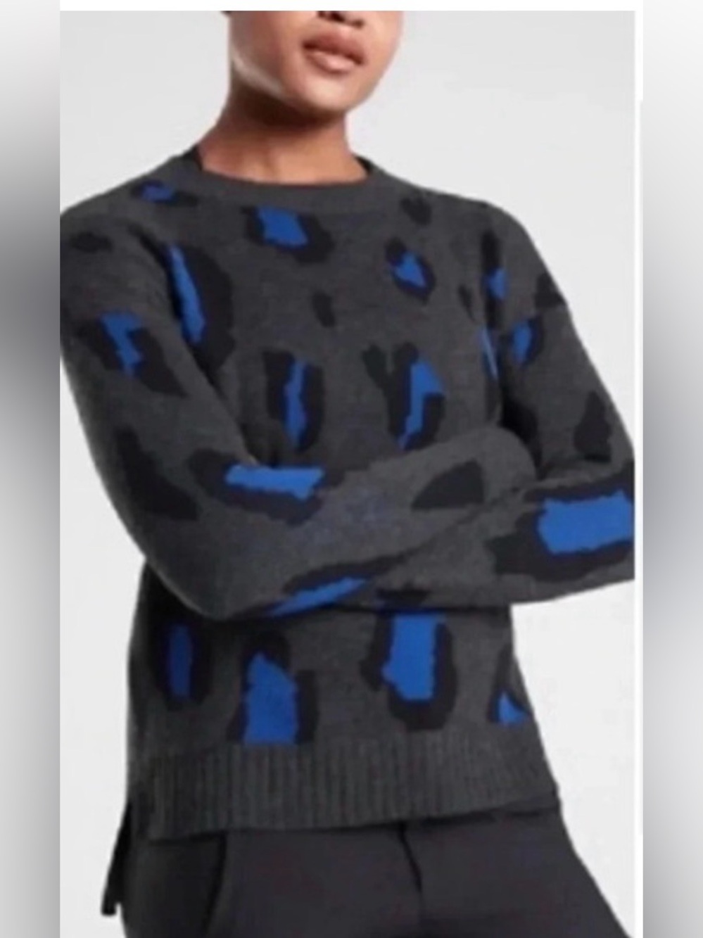 Athleta Leopard Wool and Cashmere Sweater Medium